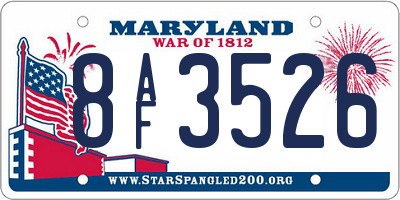 MD license plate 8AF3526