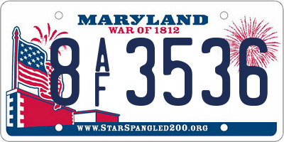 MD license plate 8AF3536