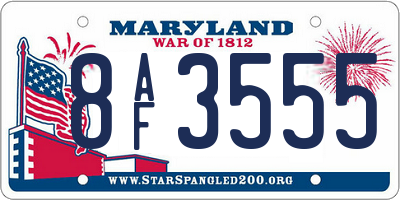 MD license plate 8AF3555