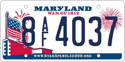 MD license plate 8AF4037