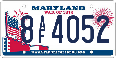 MD license plate 8AF4052