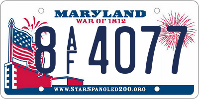MD license plate 8AF4077