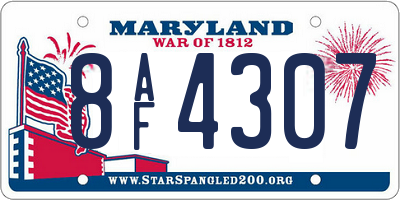 MD license plate 8AF4307