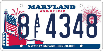MD license plate 8AF4348