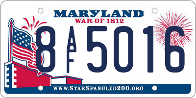 MD license plate 8AF5016