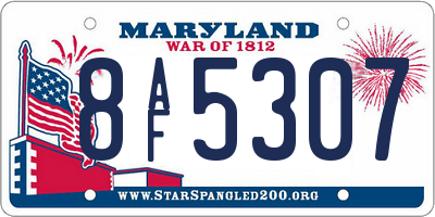 MD license plate 8AF5307