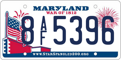 MD license plate 8AF5396