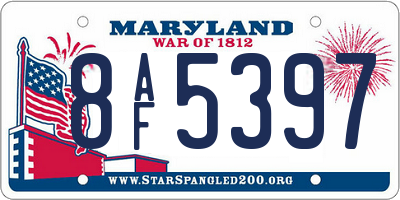 MD license plate 8AF5397