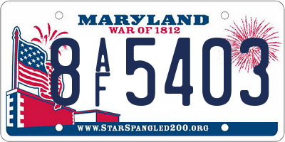 MD license plate 8AF5403