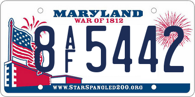 MD license plate 8AF5442