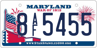 MD license plate 8AF5455