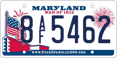 MD license plate 8AF5462