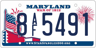 MD license plate 8AF5491