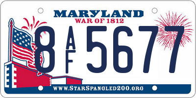 MD license plate 8AF5677
