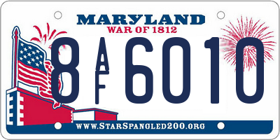 MD license plate 8AF6010
