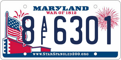 MD license plate 8AF6301