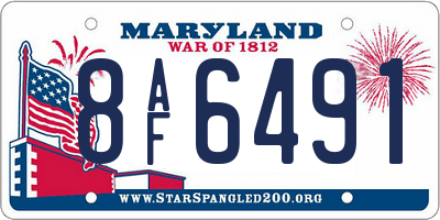 MD license plate 8AF6491