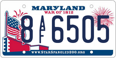 MD license plate 8AF6505