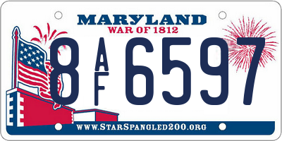 MD license plate 8AF6597