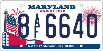 MD license plate 8AF6640