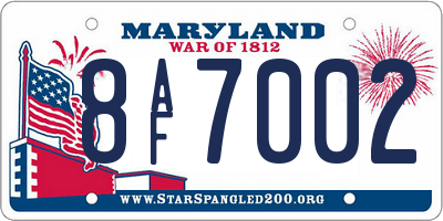 MD license plate 8AF7002