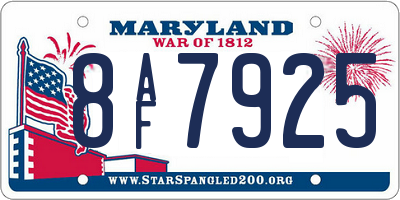MD license plate 8AF7925