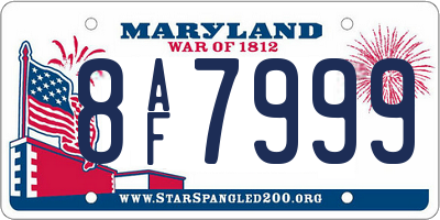 MD license plate 8AF7999