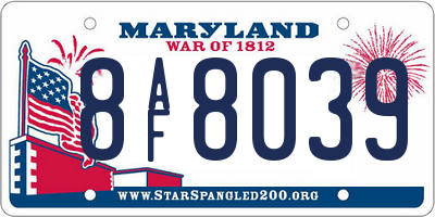 MD license plate 8AF8039