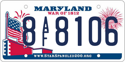 MD license plate 8AF8106
