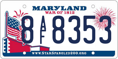 MD license plate 8AF8353