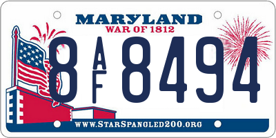 MD license plate 8AF8494