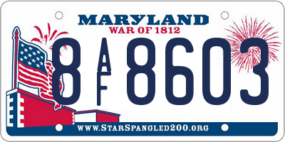 MD license plate 8AF8603