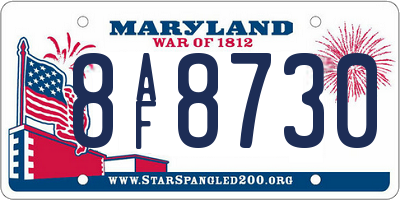 MD license plate 8AF8730
