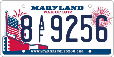 MD license plate 8AF9256
