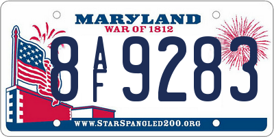MD license plate 8AF9283