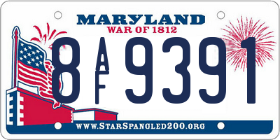 MD license plate 8AF9391
