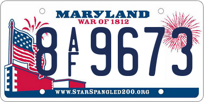 MD license plate 8AF9673
