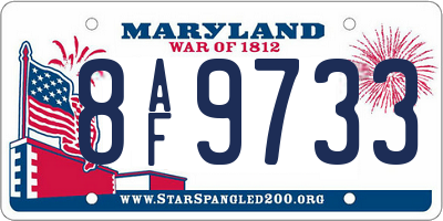 MD license plate 8AF9733