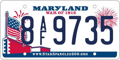 MD license plate 8AF9735
