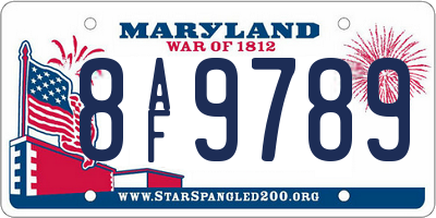 MD license plate 8AF9789