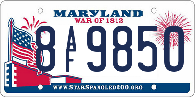 MD license plate 8AF9850