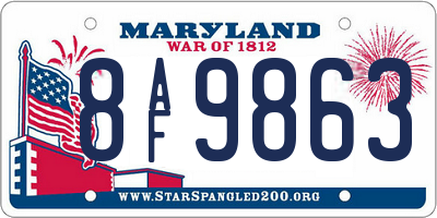 MD license plate 8AF9863