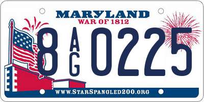 MD license plate 8AG0225