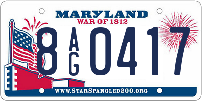 MD license plate 8AG0417