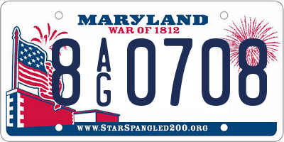 MD license plate 8AG0708