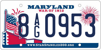 MD license plate 8AG0953