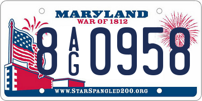 MD license plate 8AG0958