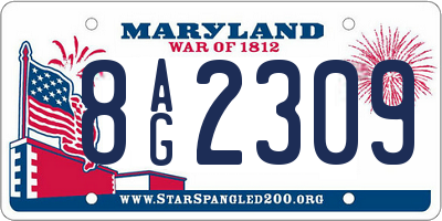 MD license plate 8AG2309