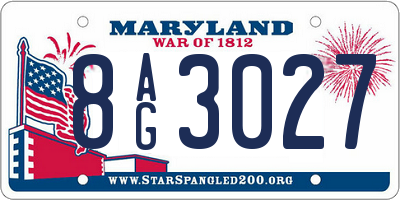 MD license plate 8AG3027