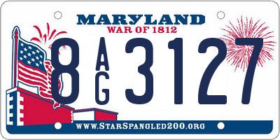 MD license plate 8AG3127